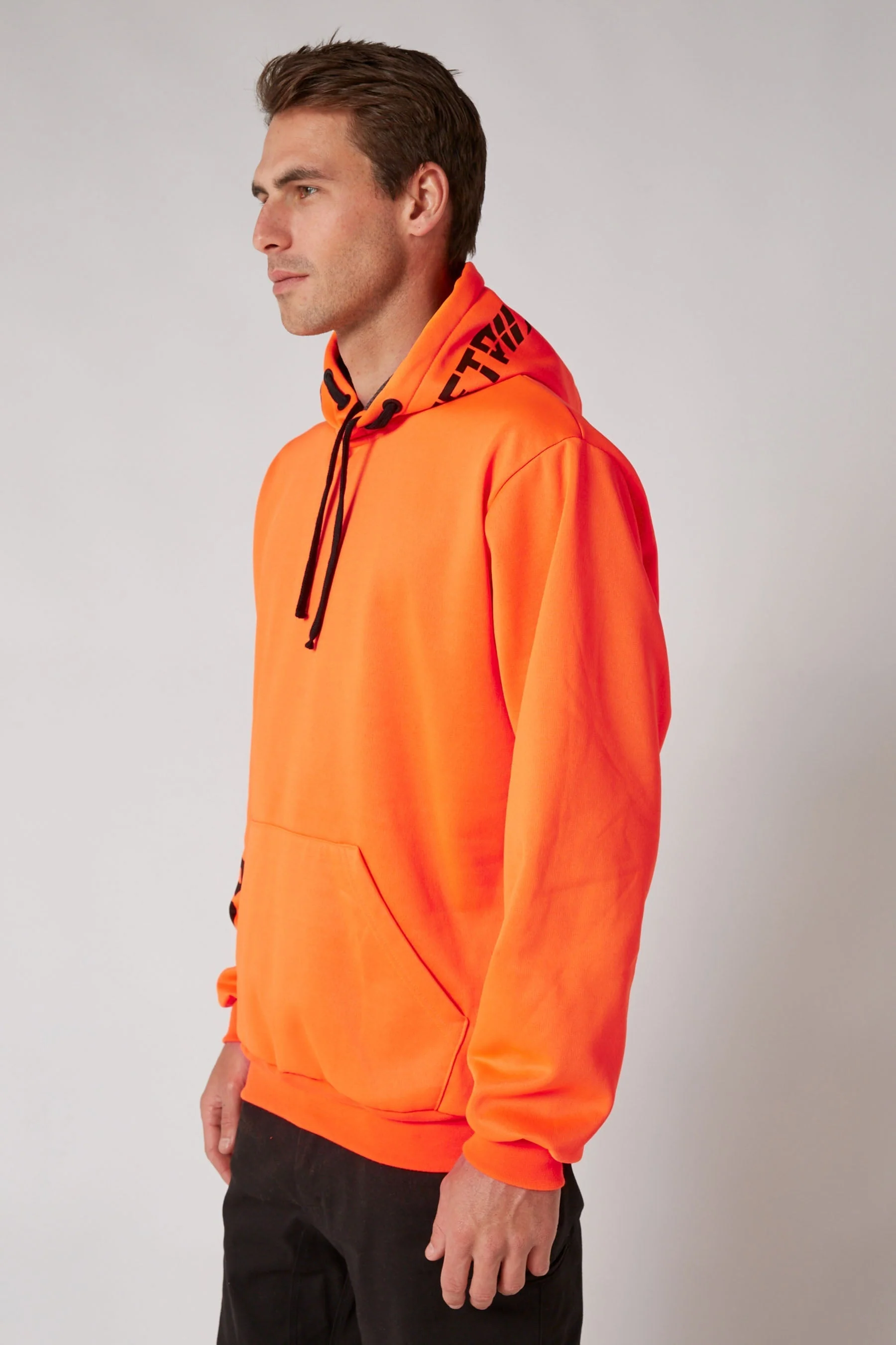 Sparked Mens Pullover Hoodie - Hi Vis Orange - Image 2