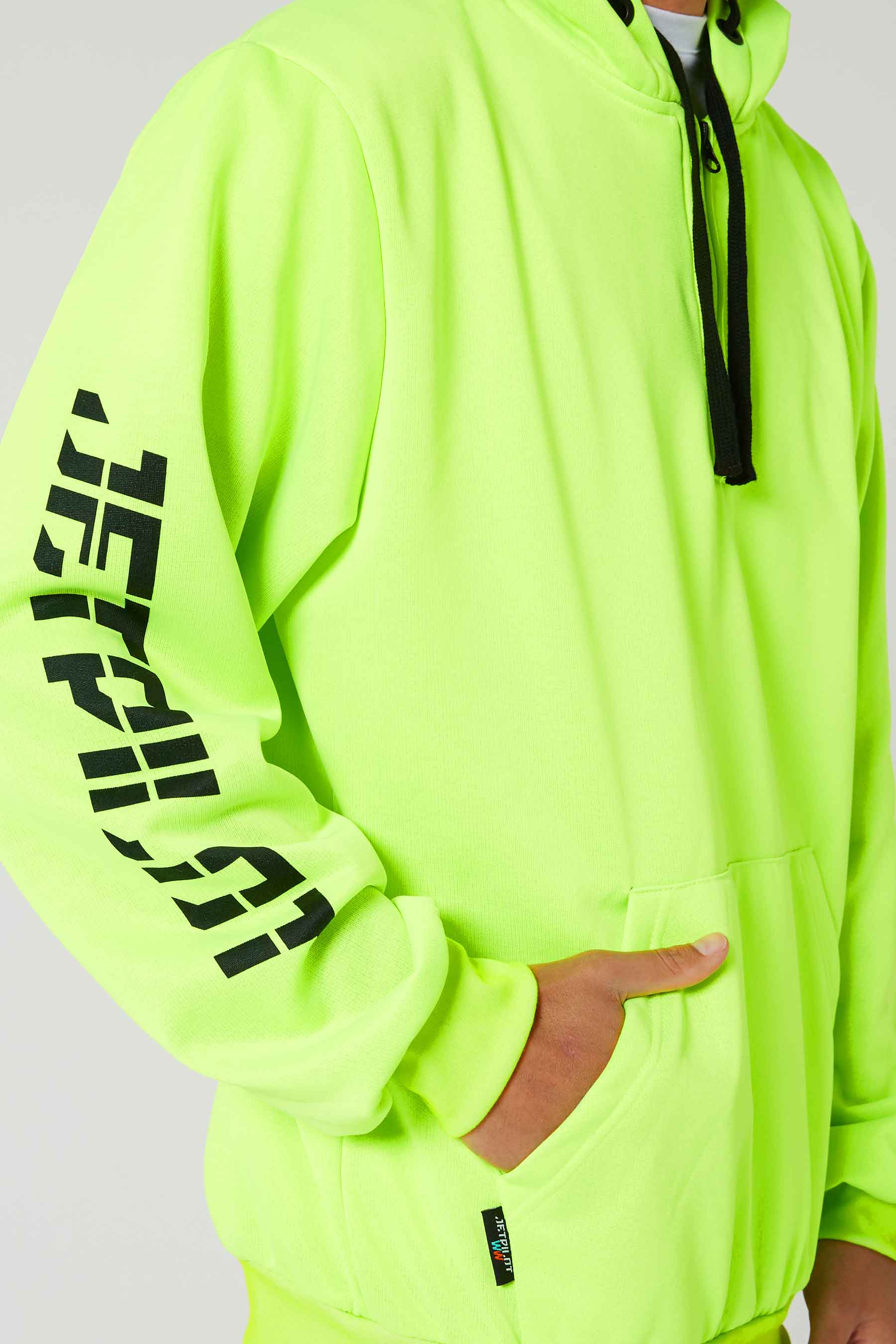 Sparked Mens Pullover Hoodie - Hi Vis Yellow - Image 7