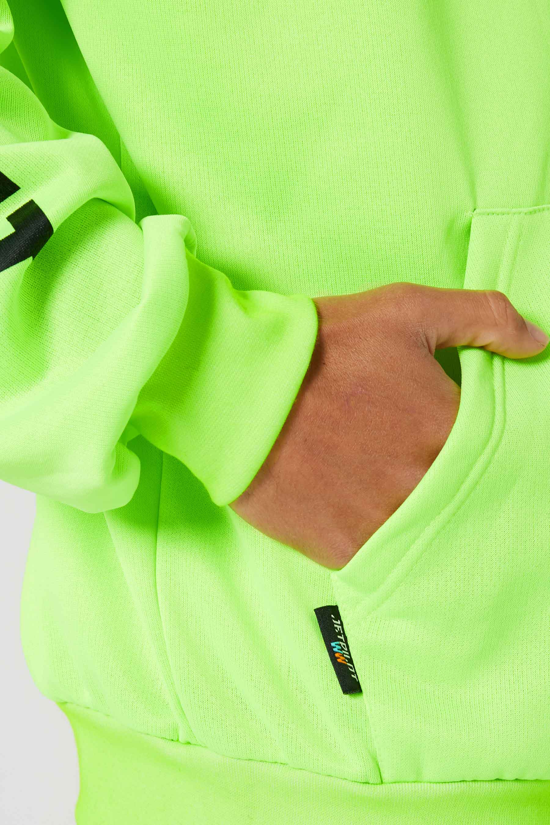 Sparked Mens Pullover Hoodie - Hi Vis Yellow - Image 8