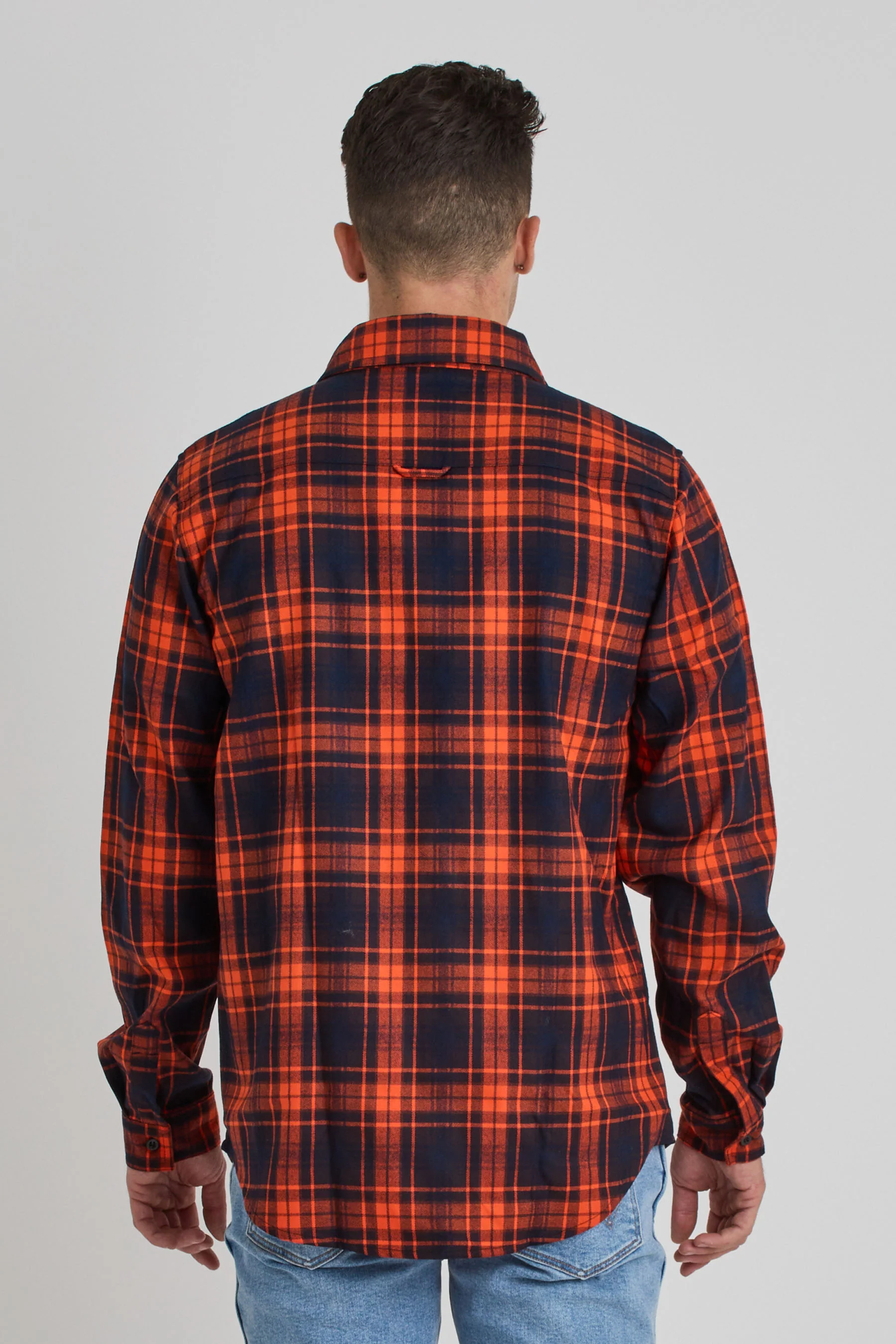 Jetpilot Mens Flannel Shirt - Orange - Image 3