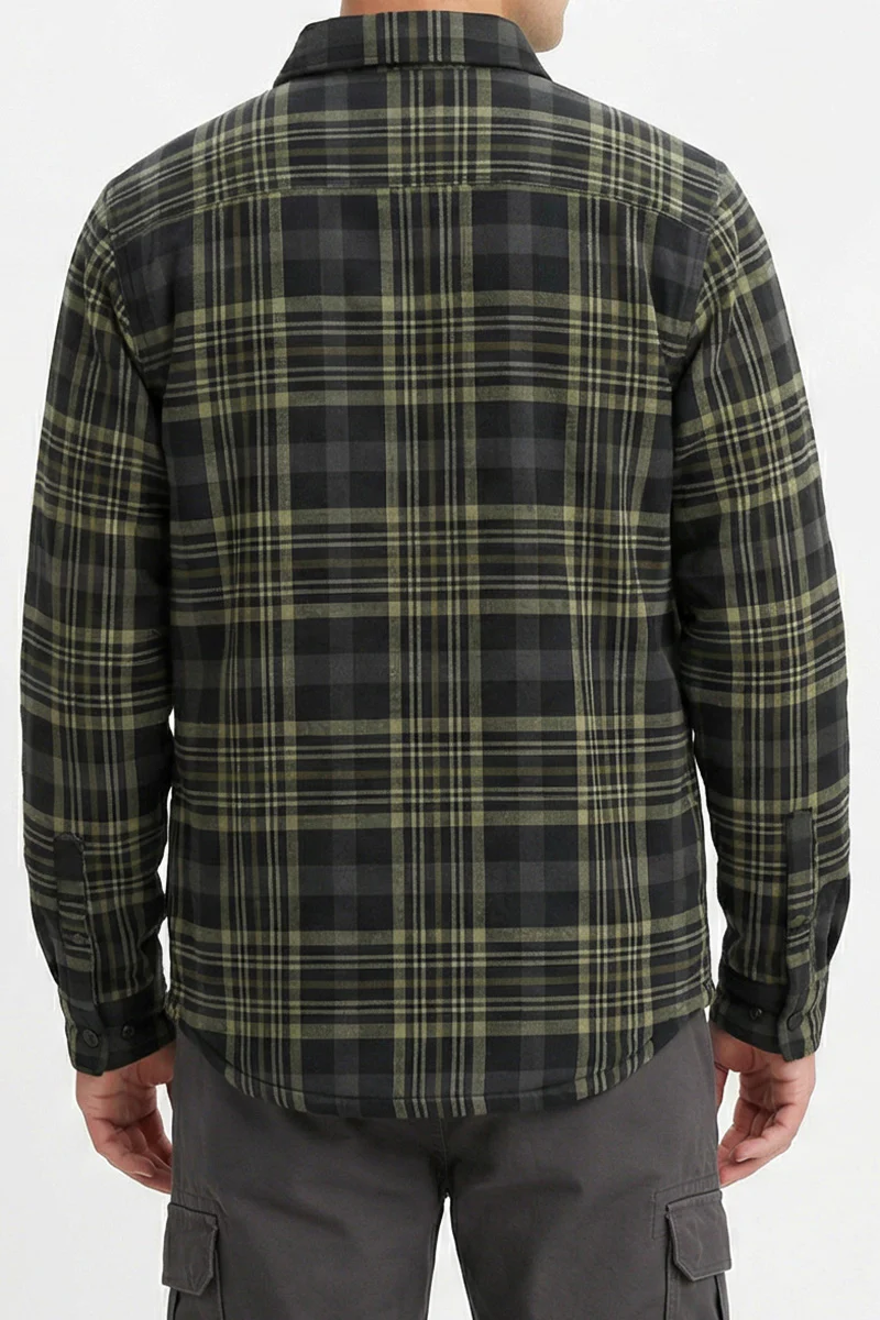 Layered Quilted Flannel Jacket - Grey - Image 2