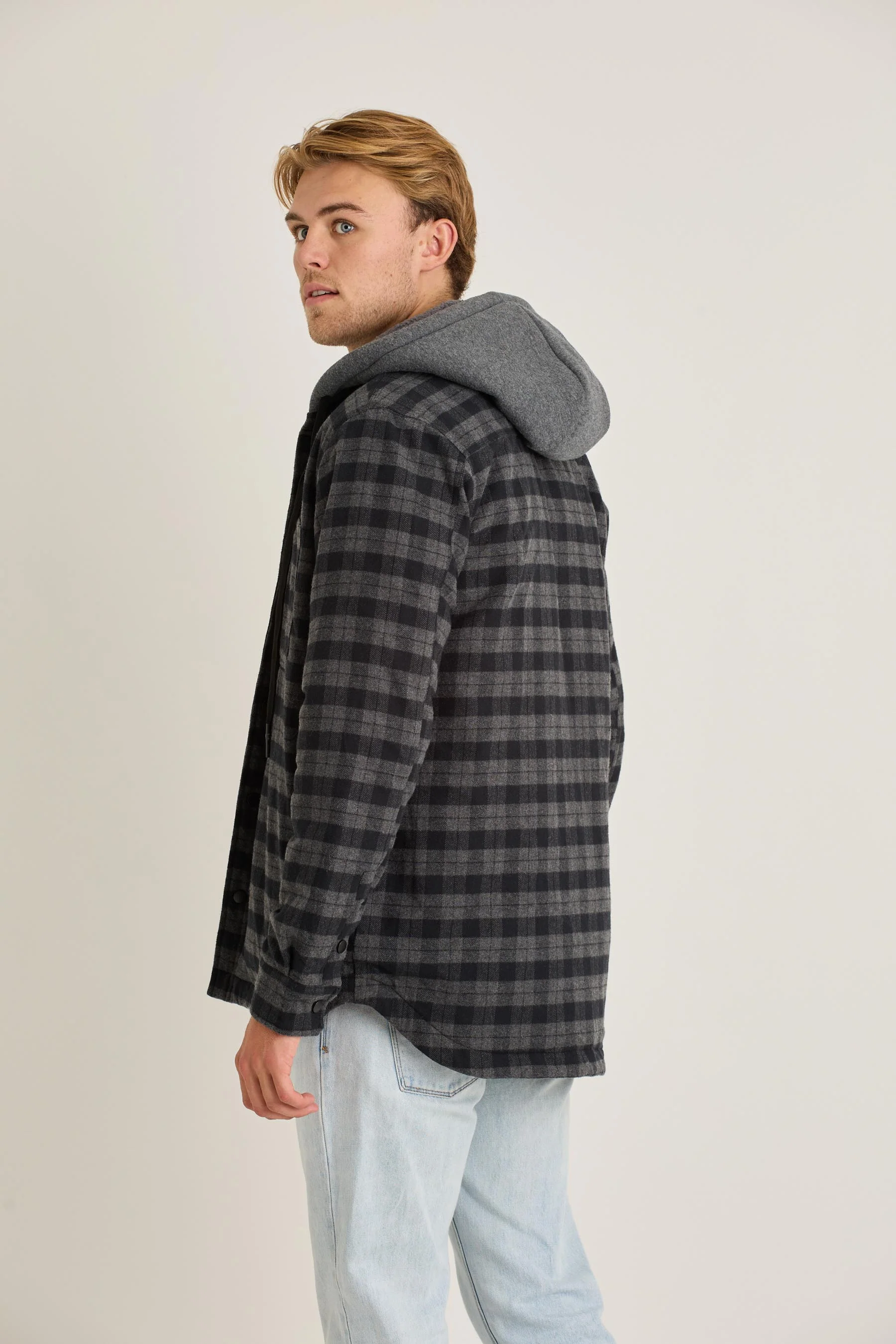 Jetpilot Quilted Sherpa Mens Jacket - Black - Image 5