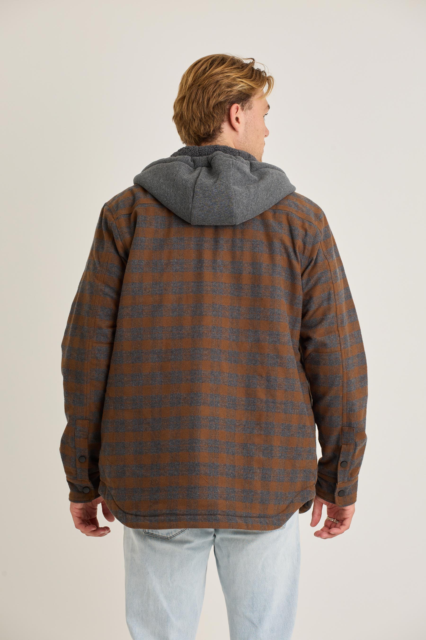 Jetpilot Quilted Sherpa Mens Jacket - Rust - Image 7