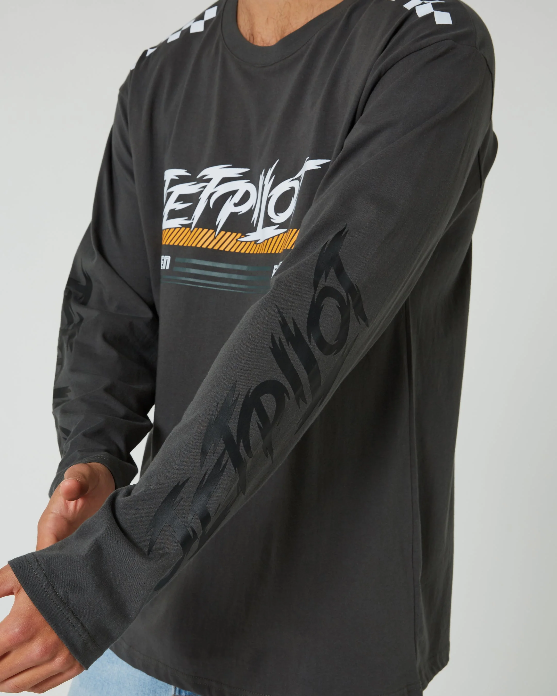 Jetpilot Race Tech Mens Long Sleeve Tee - Charcoal - Image 3