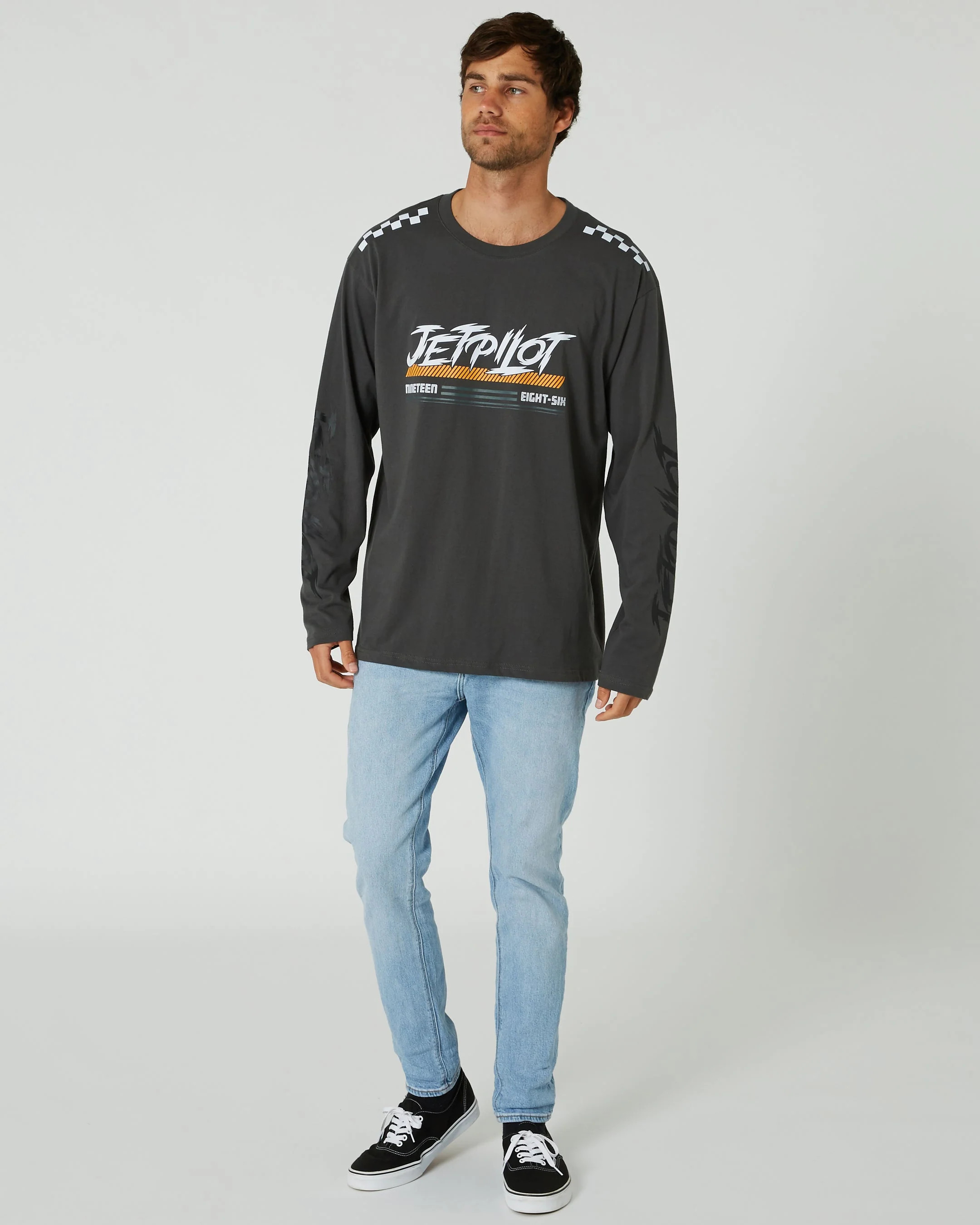 Jetpilot Race Tech Mens Long Sleeve Tee - Charcoal - Image 4