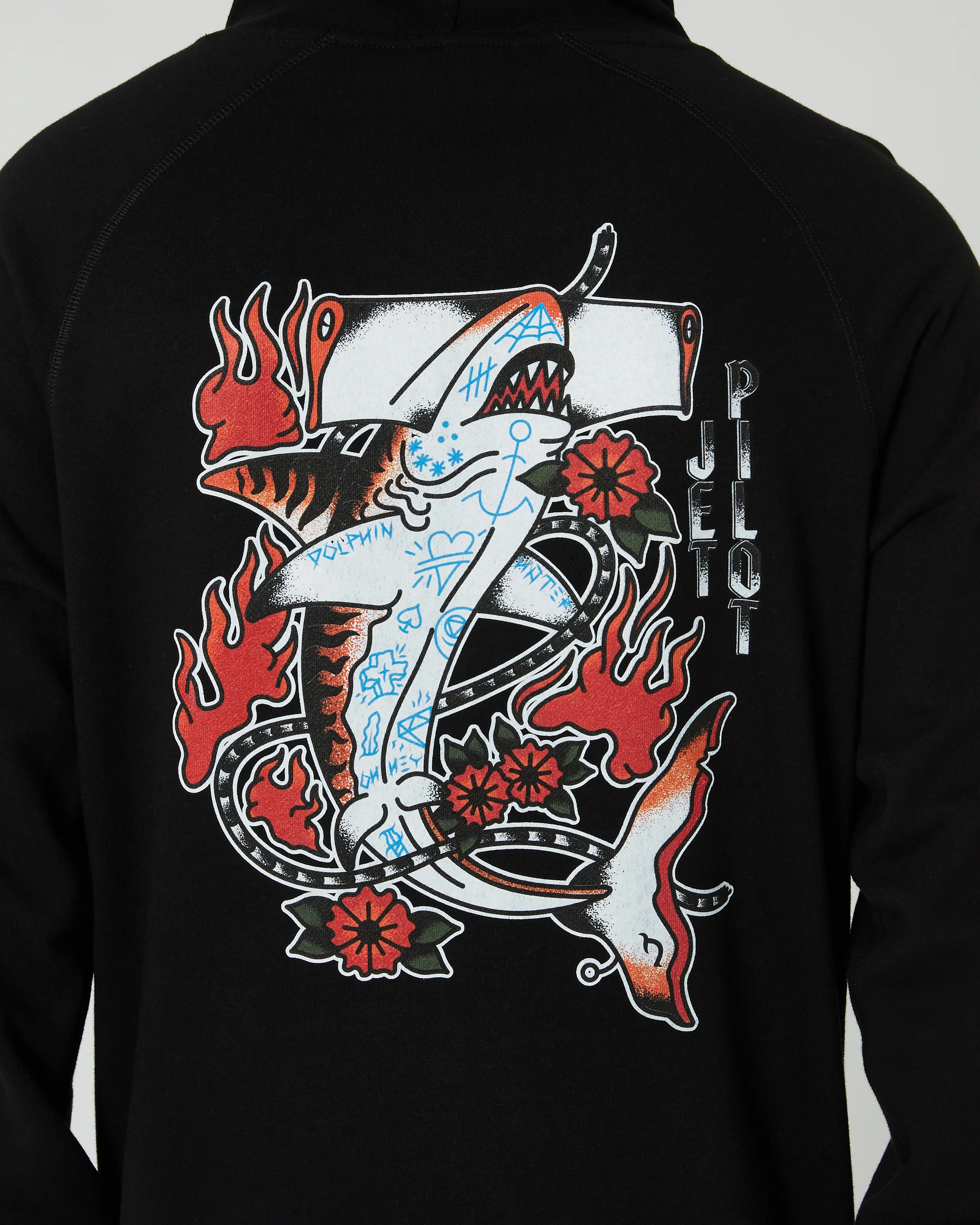 Jetpilot Shark Flash Mens Pullover Hoodie - Black - Image 6