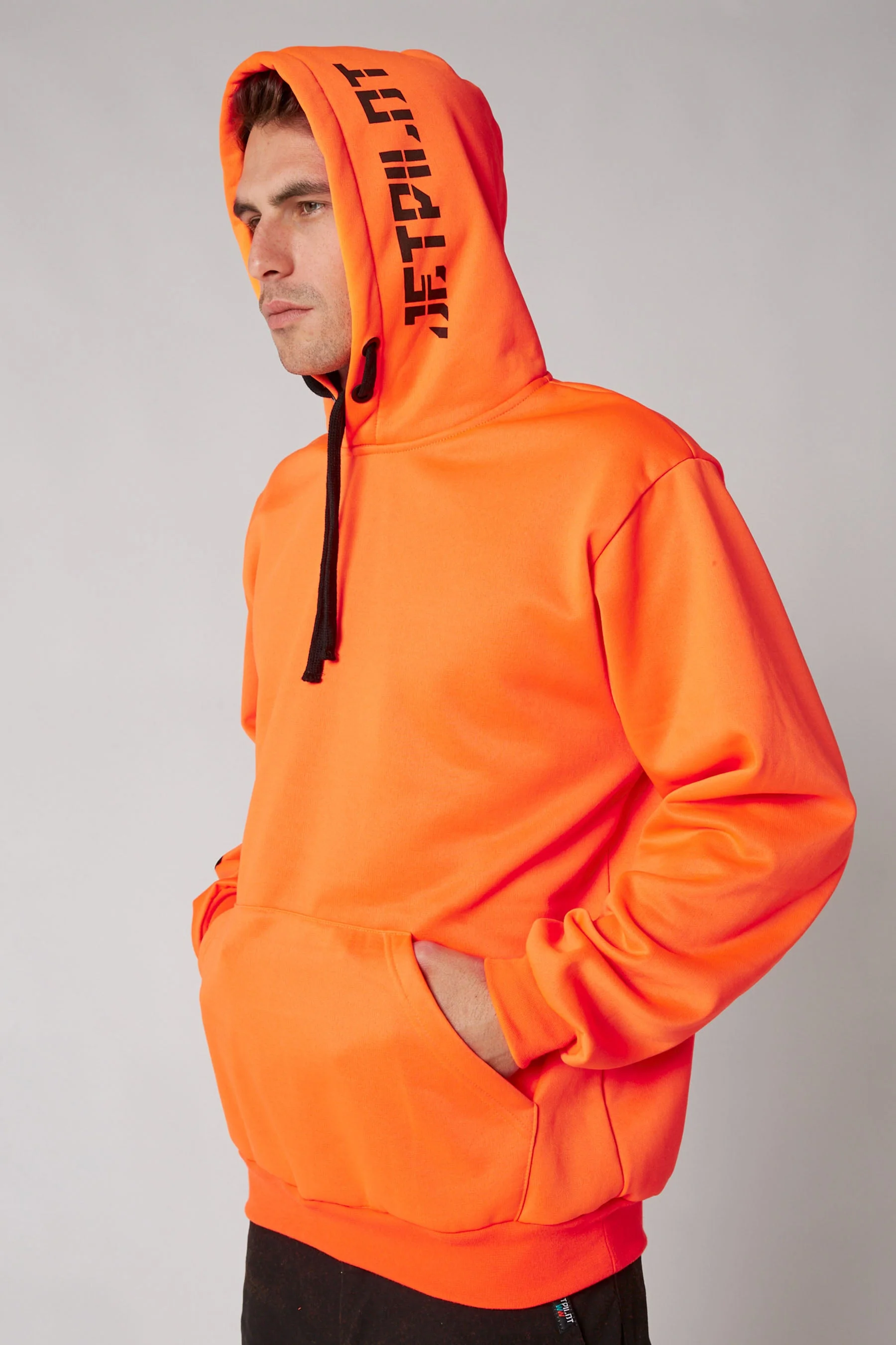 Jetpilot Sparked Mens Pullover Hoodie - Hi Vis Orange - Image 5
