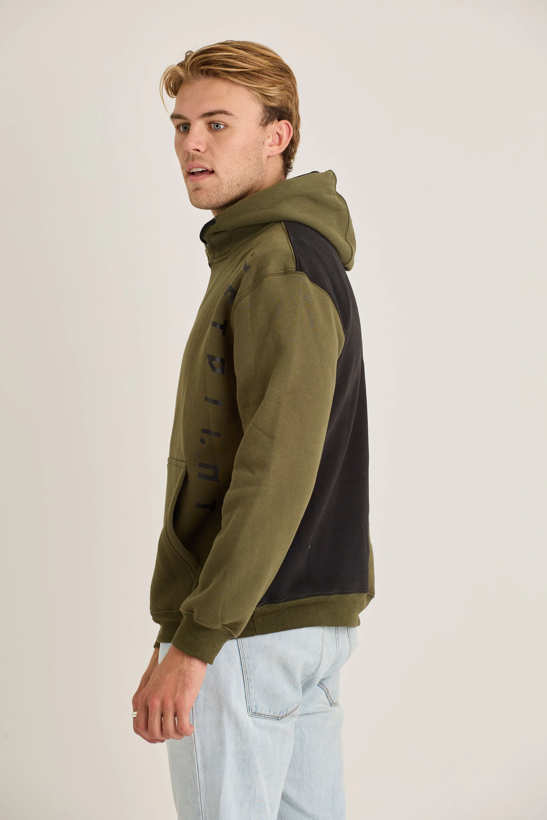 Jetpilot Split Mens Pullover - Army - Image 3