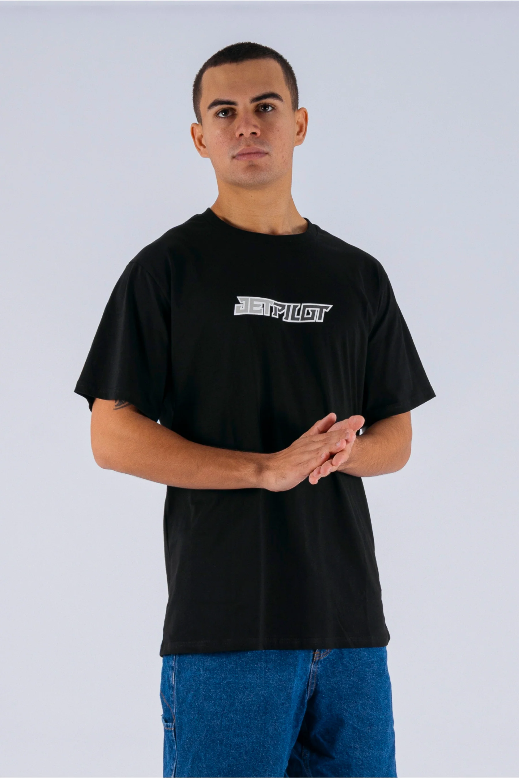 Jetpilot Stickered Tee - Black/White - Image 4