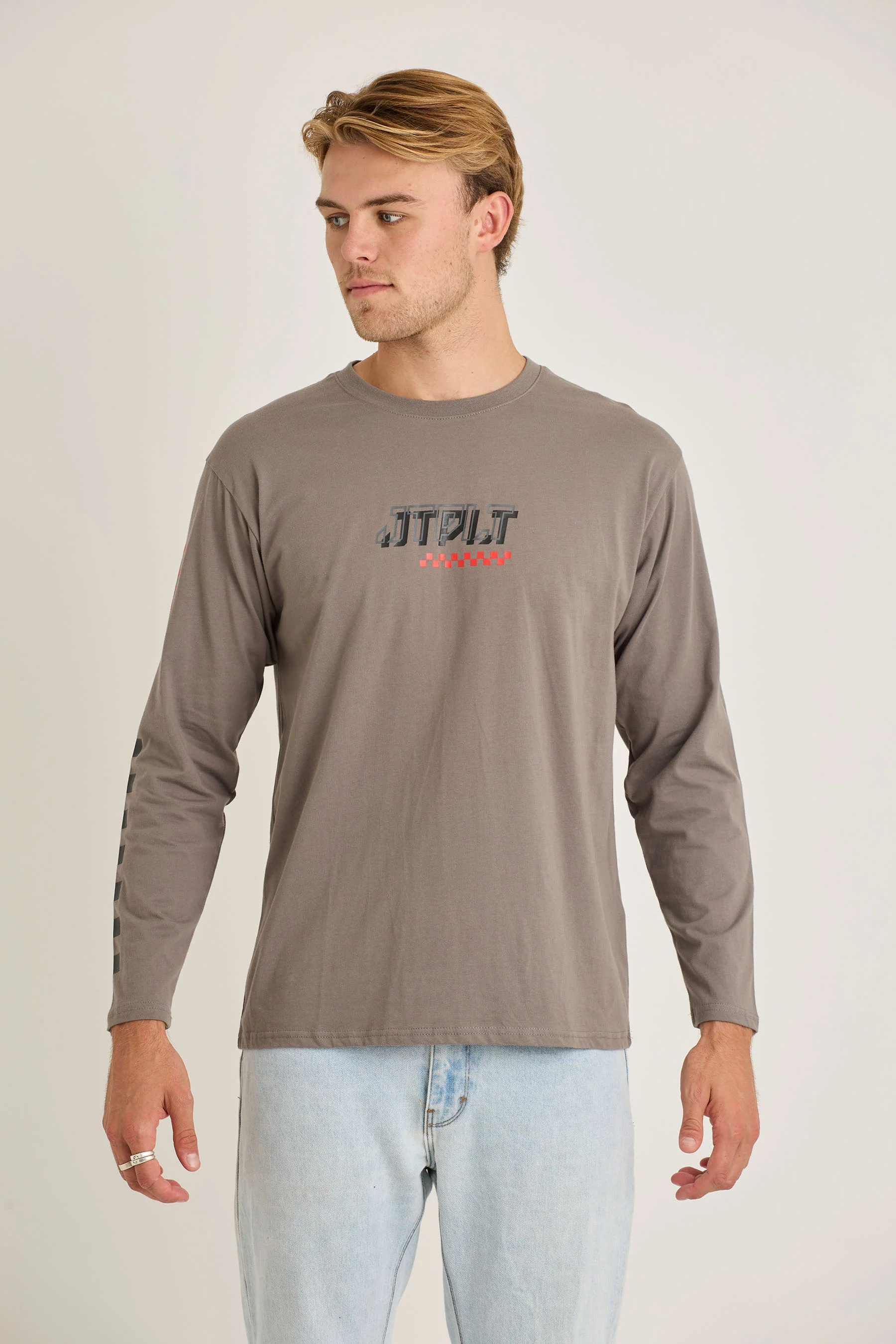 Jetpilot Tech Mens L/S Tee - Charcoal