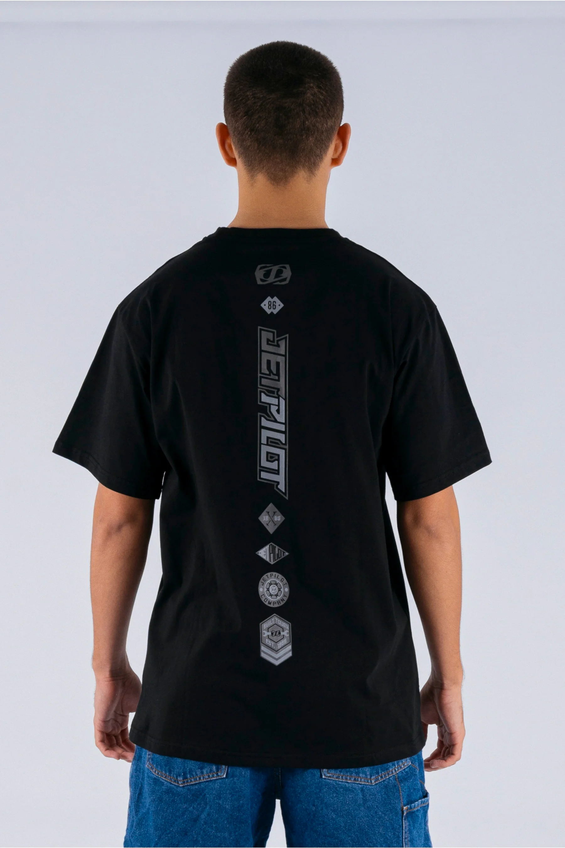 Jetpilot Tough Spinal Tee - Black/Charcoal - Image 4