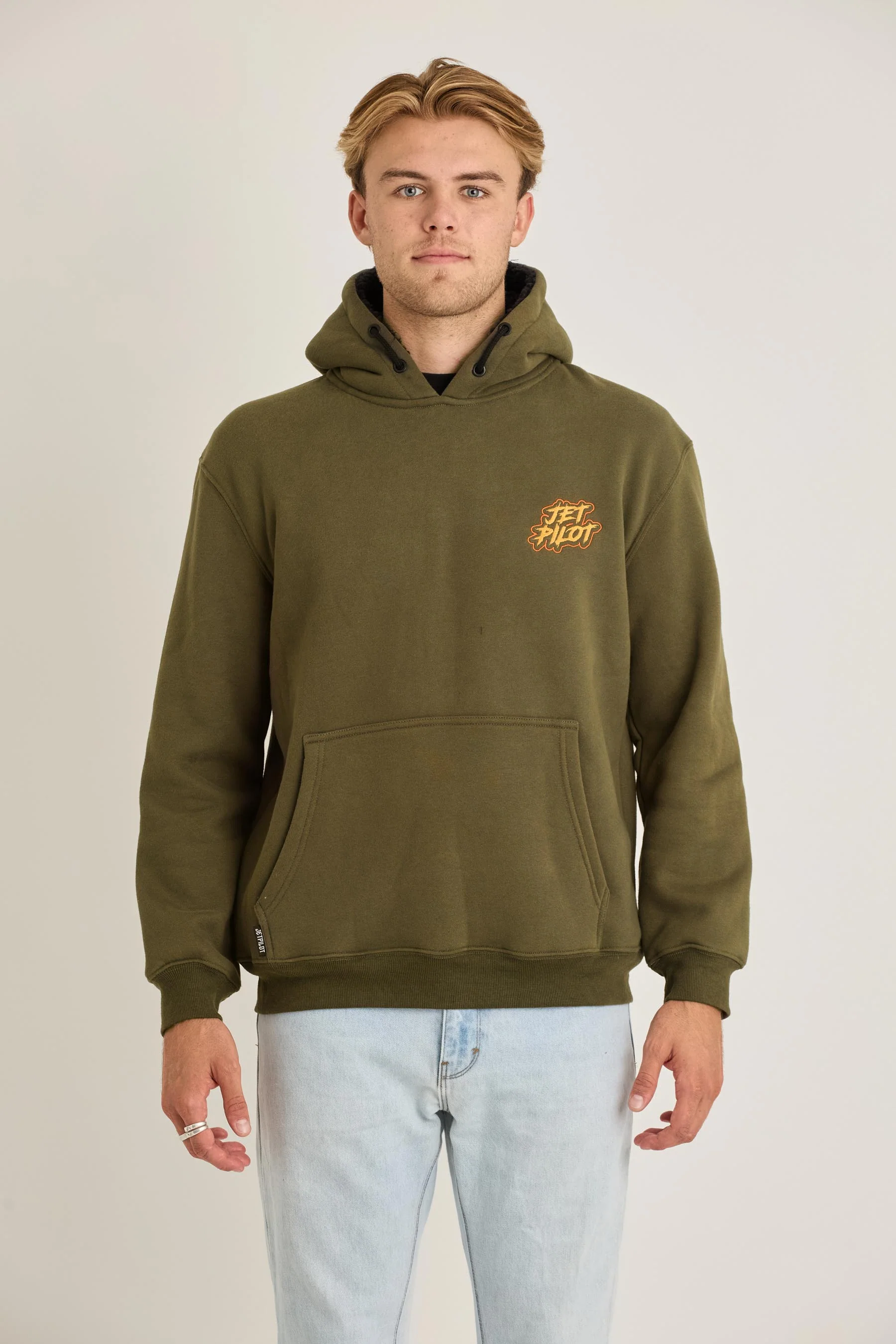 Jetpilot Yowie Sherpa Mens Pullover - Army - Image 3