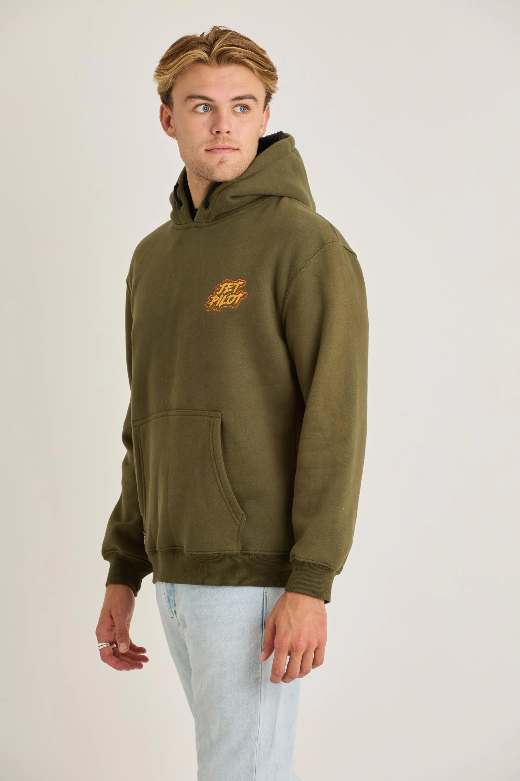 Jetpilot Yowie Sherpa Mens Pullover - Army - Image 4